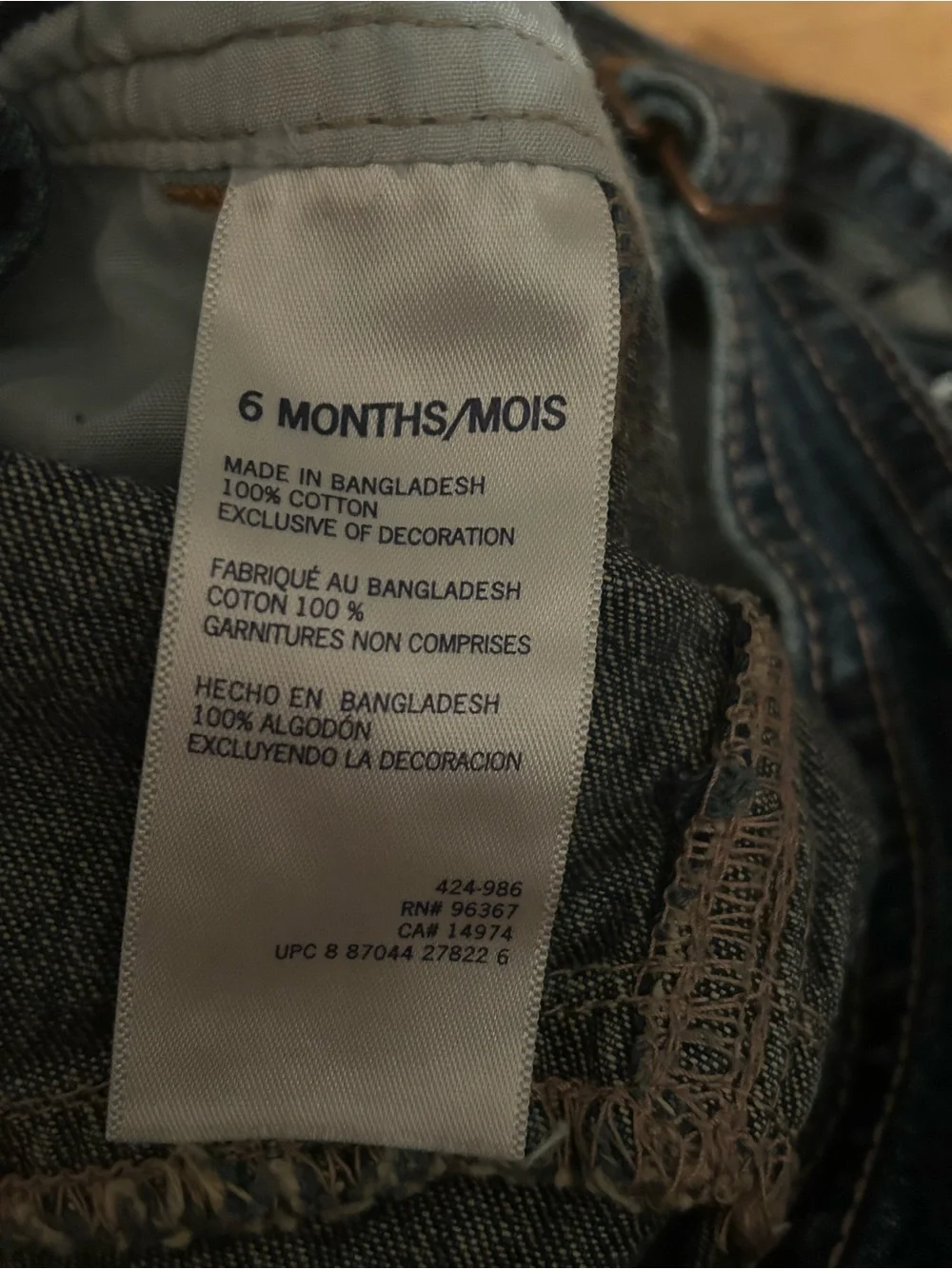 Baby 6 months Jeans denim overalls 100 cotton boy girl unisex